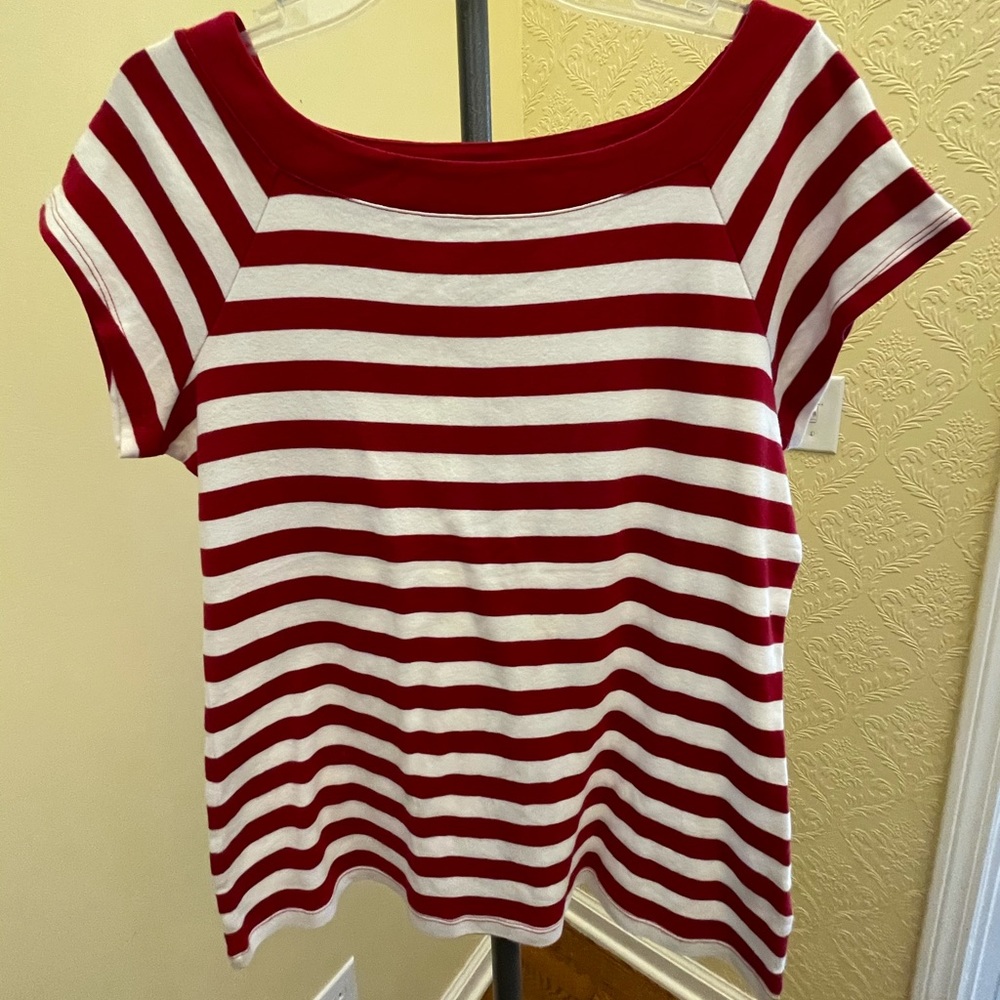XL Christopher & Banks Striped Red/white Tee